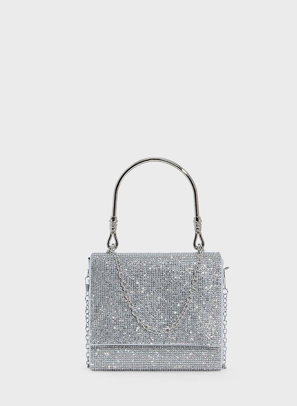Diamante Silver Box Clutch Bag Rz X7 - Image 1