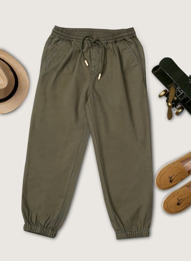 One Friday Boys Sage Green Solid Jogger - Image 1