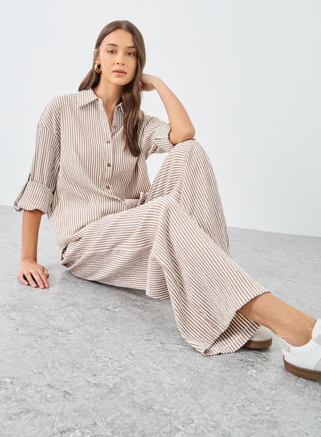 Styli Striped Shirt & Pants Co-Ord Set - Image 1