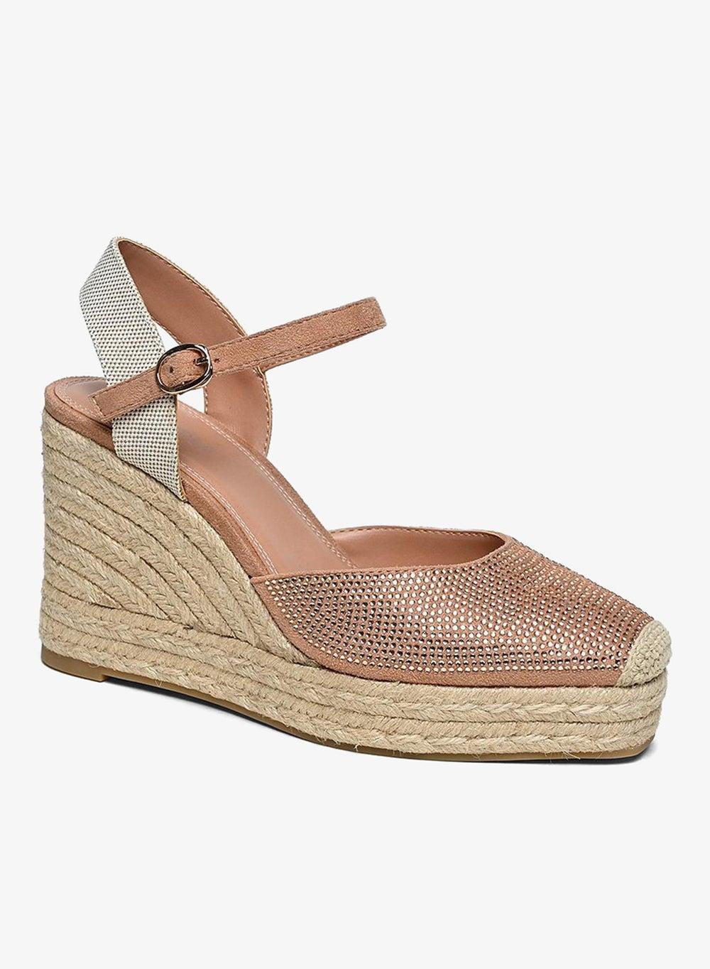 Nude Comfort Closed-Toe Wedge Sandals for Women - Image 1