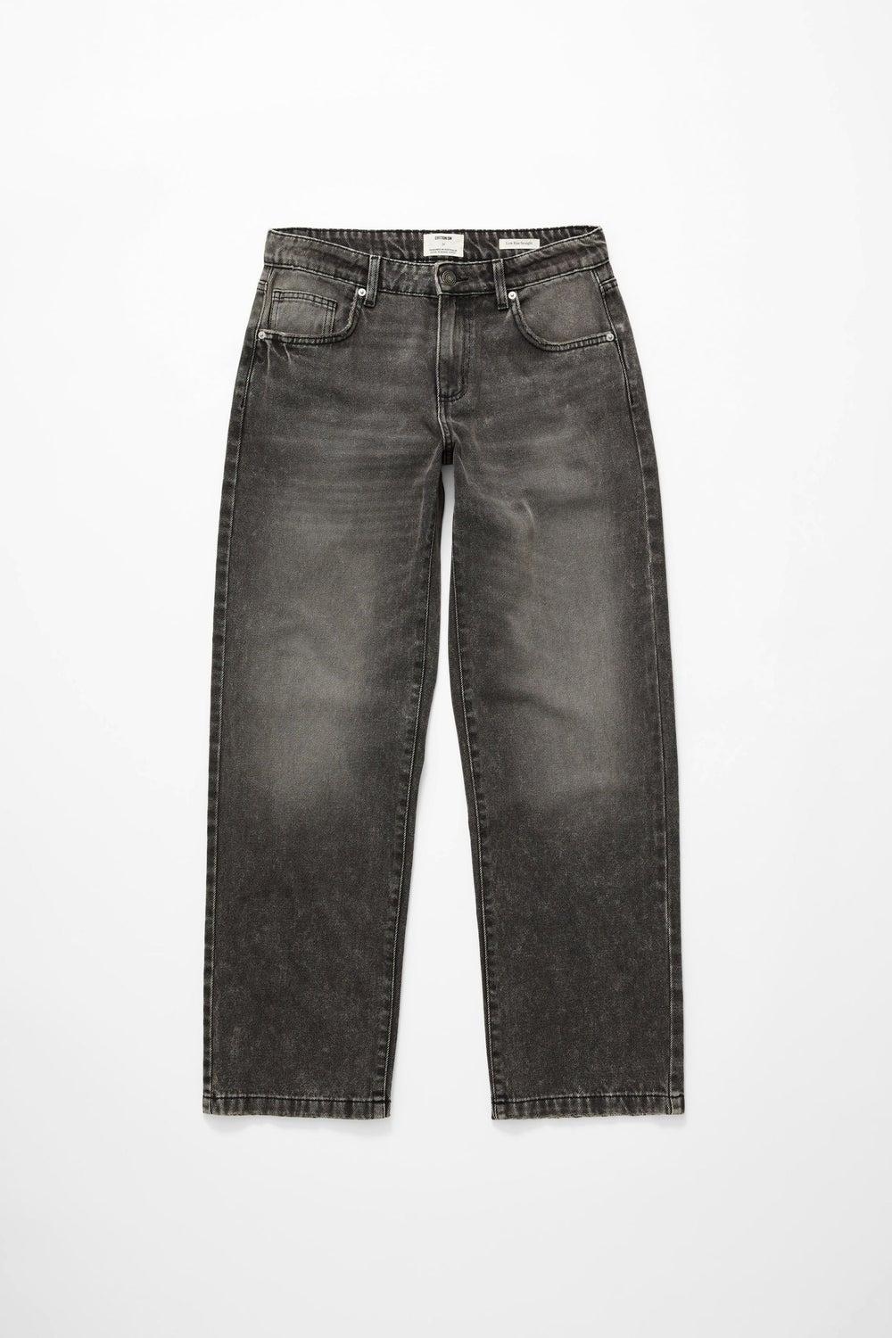 Low Rise Straight Jean in Domino Black Acid Wash - Image 1