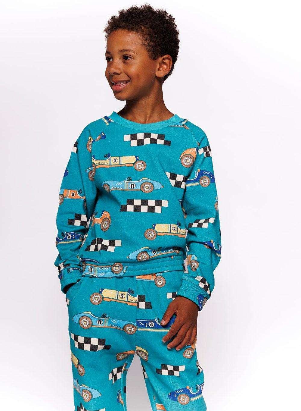 Race Cars Organic Cotton Kids Sweatshirt - Image 1