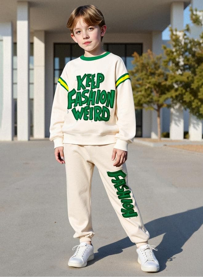 Take Two Teens Cream Sweatshirt & Joggers Set - Image 1