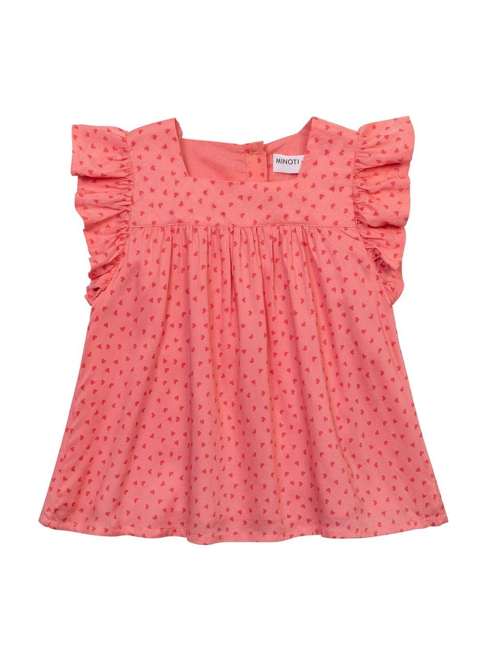Pink Frilled Shoulder Girls Cotton Blouse - Image 1