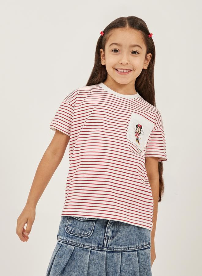 Styli Striped Minnie Mouse Pocket T-Shirt - Image 1