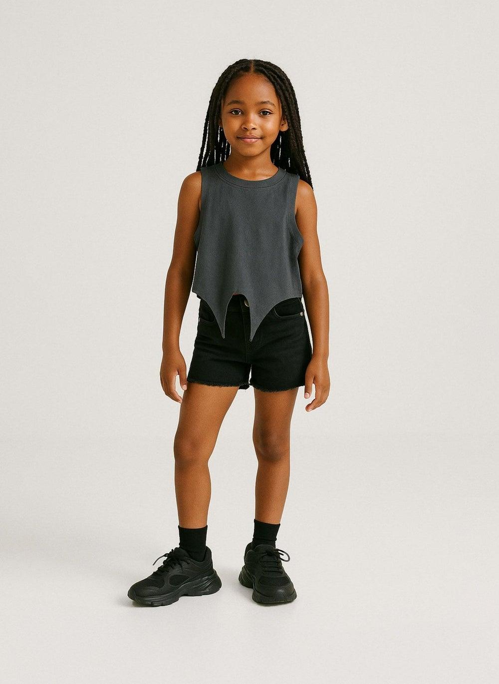 Girls Denim Shorts Button Zip Blue - Image 1