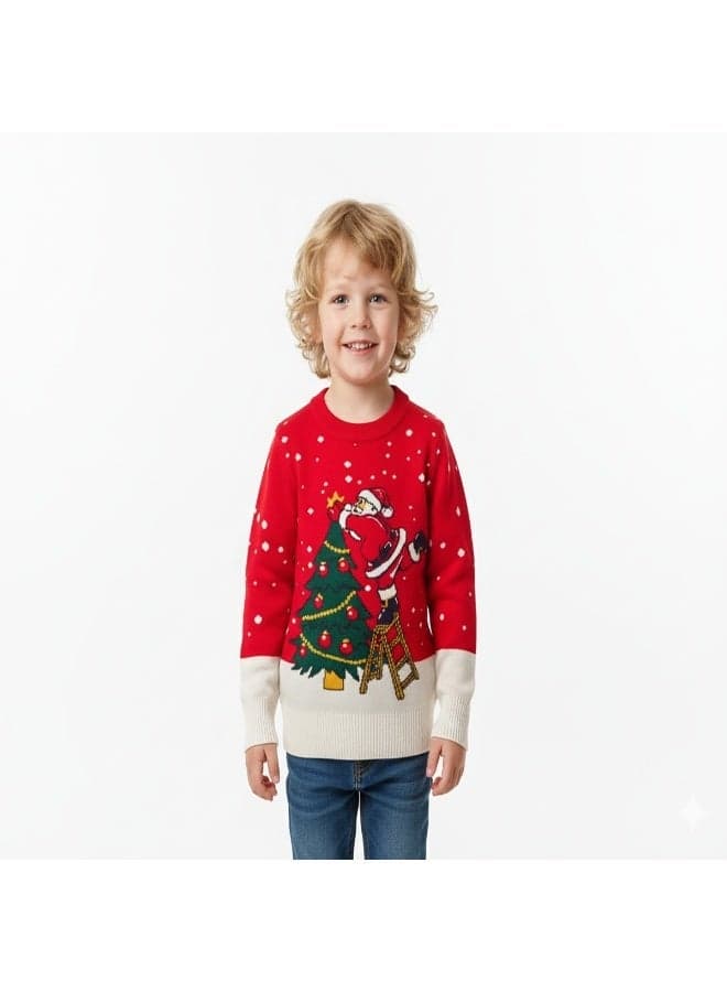 Unisex Red Santa Christmas Tree Knit Sweater - Image 1