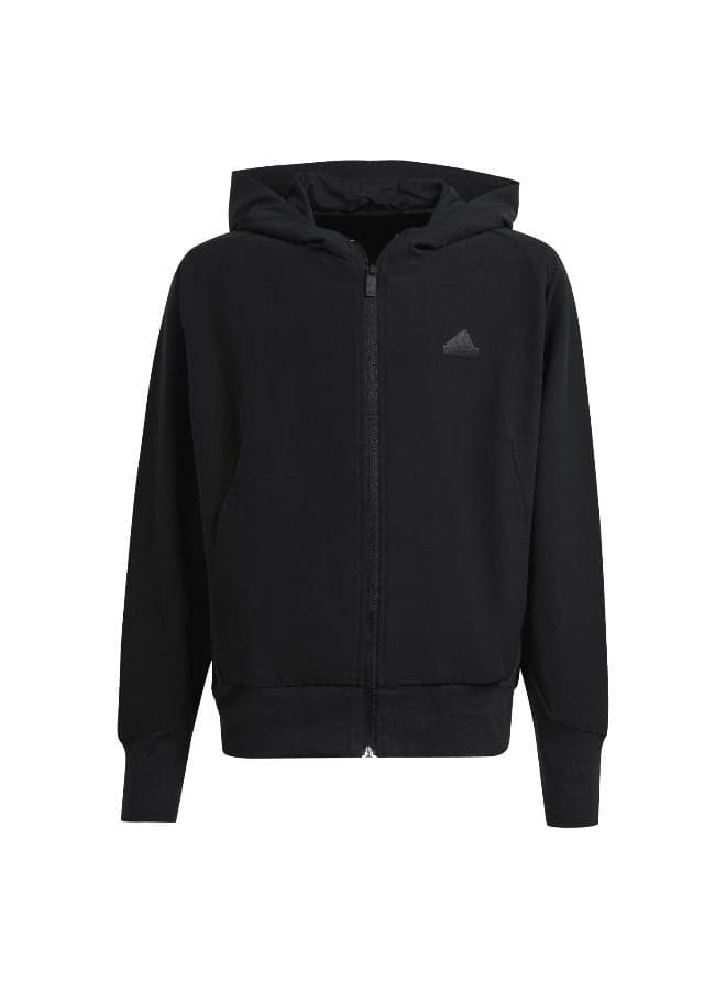 adidas J Zne Q2 Fz Black Training Track Top 7-8Y - Image 1