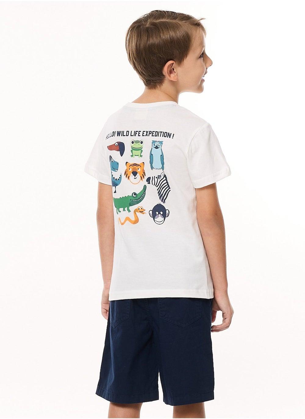 Victor and Jane Navy Cotton T-Shirt & Shorts Set - Image 1