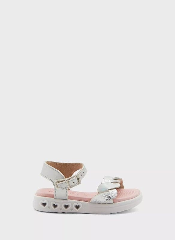 MOLEKINHA Infant Girls Silver Back Strap Sandals - Image 1