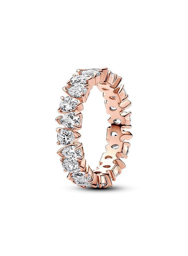 Alternating Sparkling Band Ring in 14K Rose Gold - Image 1