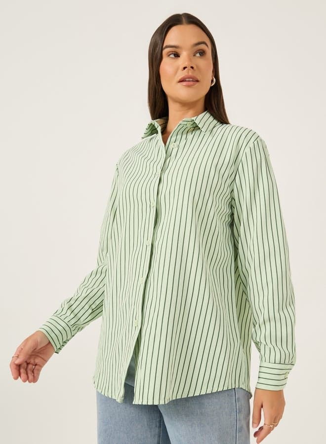 Striped Spread Collar Regular Fit Women’s Shirt - Image 1