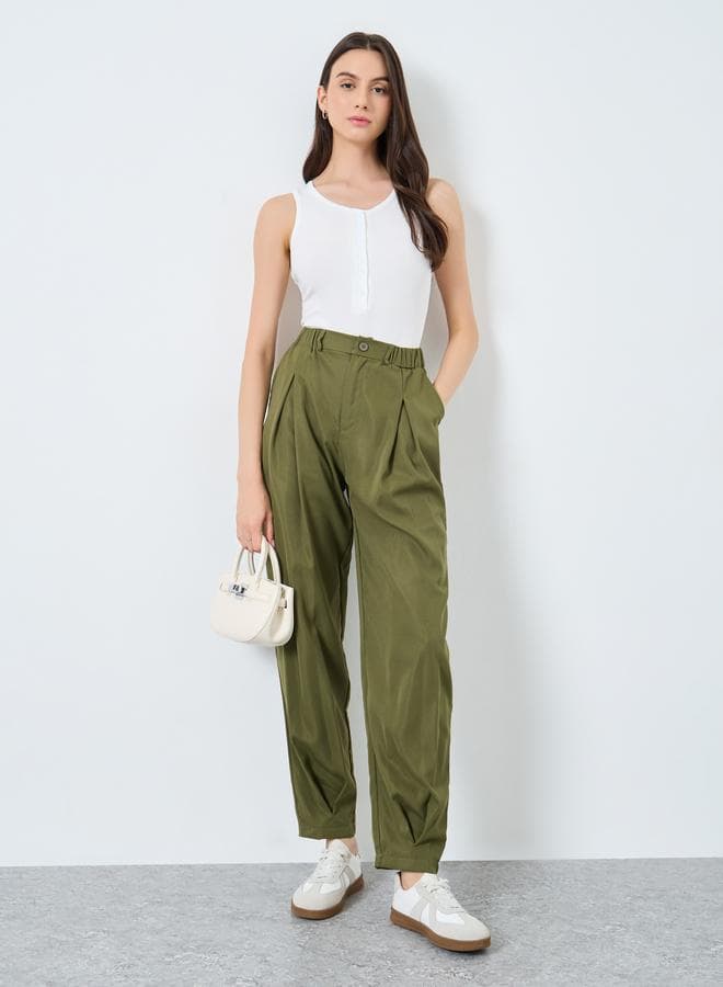 Khaki Wide Leg Trousers – Effortless Modern Tailoring - Image 1