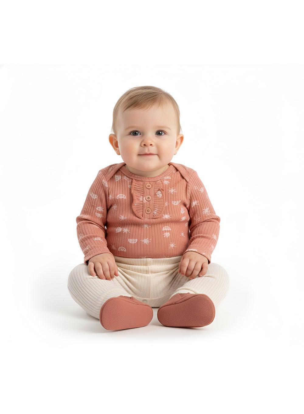 Bambimici Anaya Rainbow Print Long Sleeve Set Dark Pink - Image 1