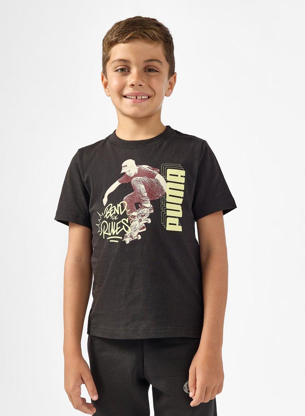 Boys Skateboard Graphic Cotton T-Shirt - Image 1