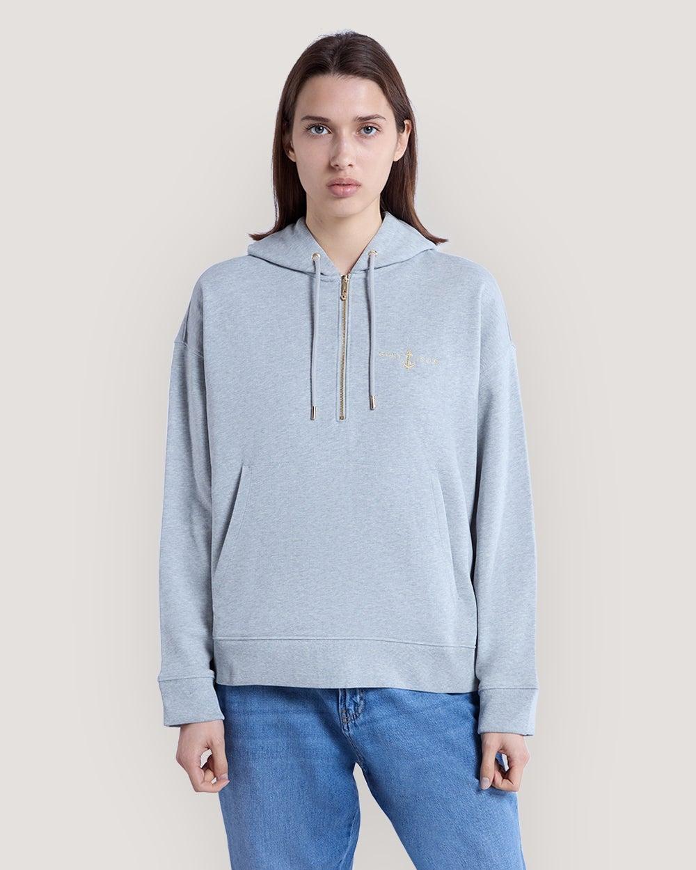 Gant Anchor Embroidered Half-Zip Cotton Hoodie - Image 1