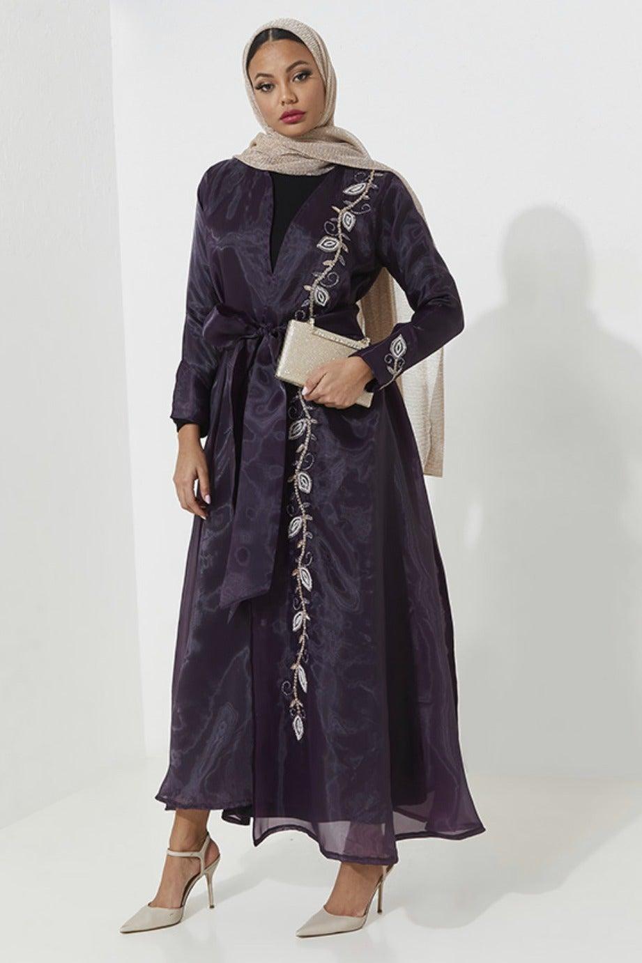 Floral Embbroidered Organza Elegant Abaya - Image 1