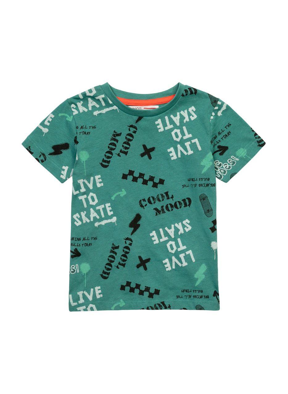 Boys Green Printed Casual T-Shirt - Image 1