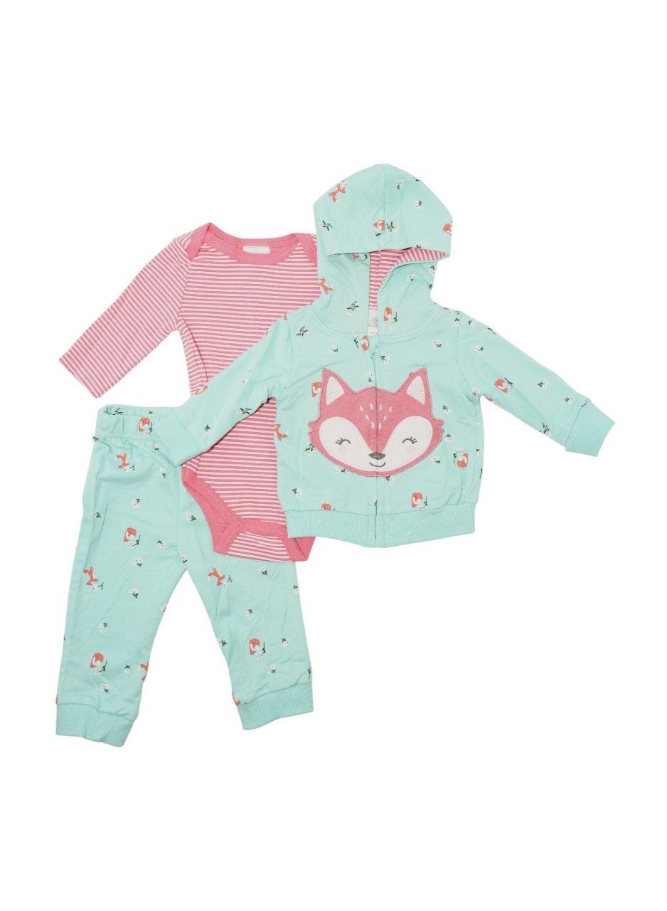 Bambimici Fox Print Baby Hoodie Set - Image 1
