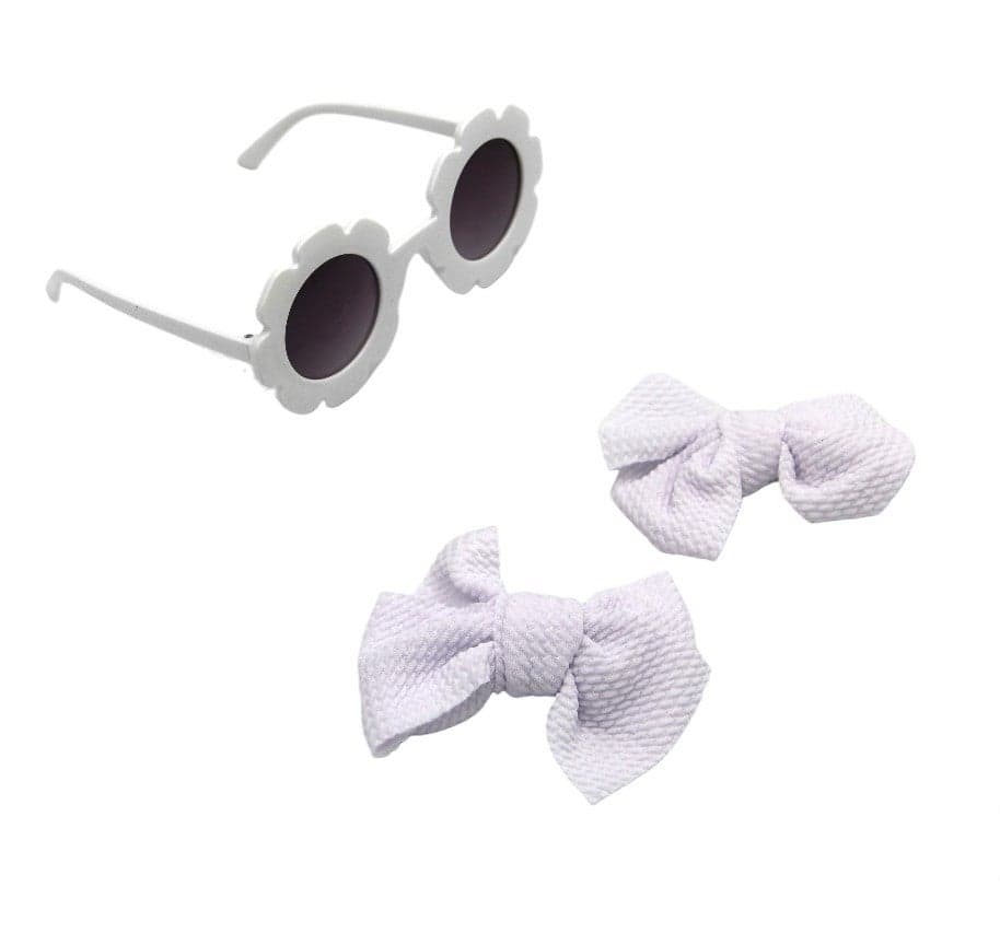 Dana Glasses and Bow Barrette Clip Set White - Image 1