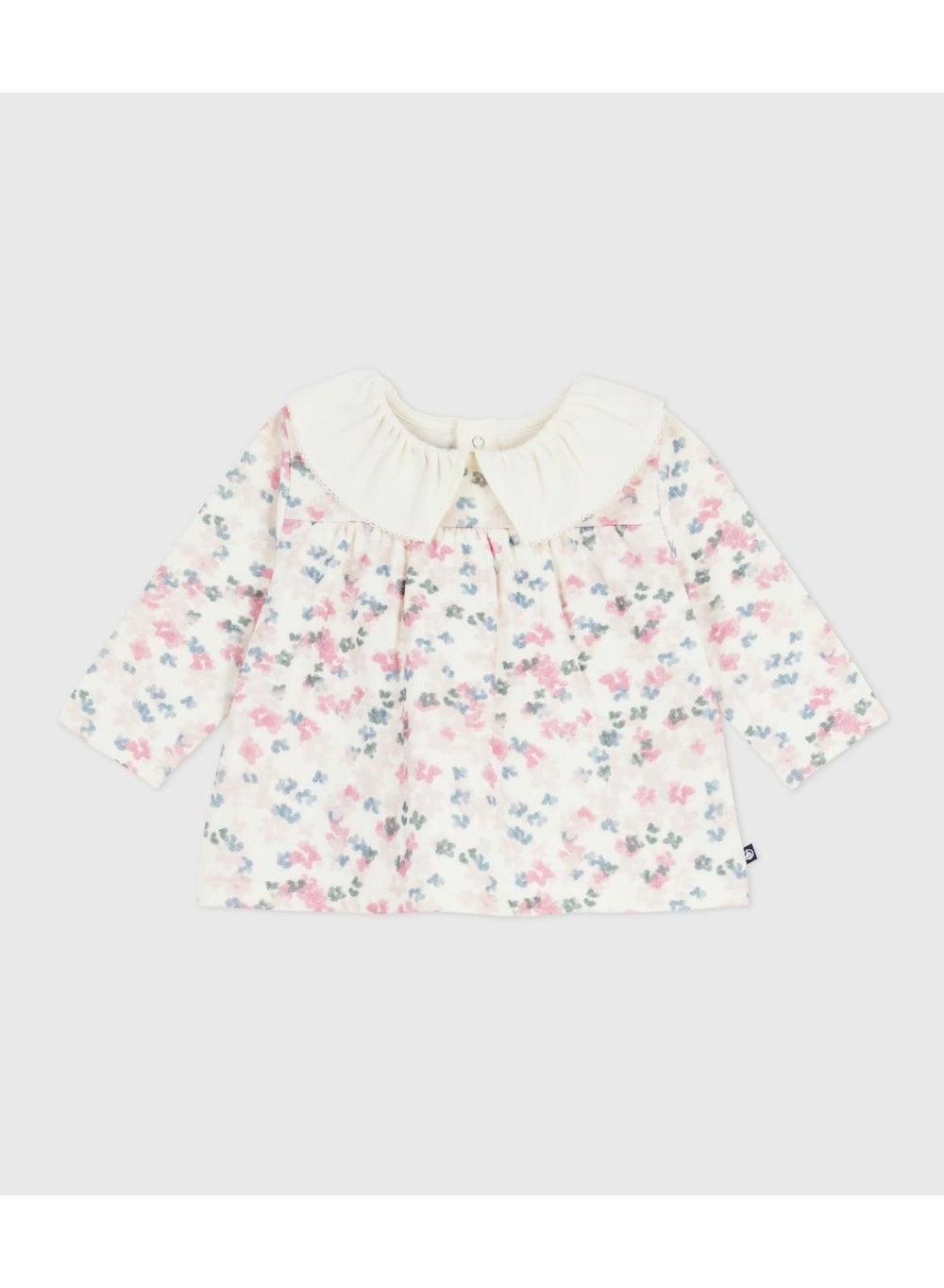 Baby Girls Floral Cotton Long-Sleeve Blouse - Image 1