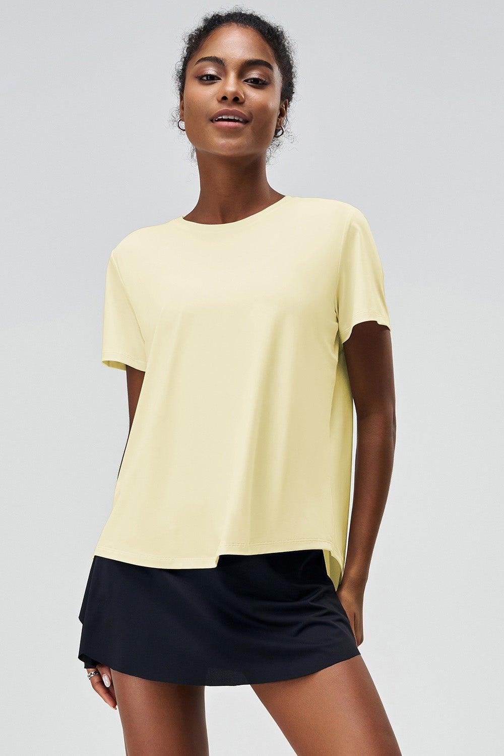 Clara Half Slit Back T-Shirt Light Yellow SVL - Image 1