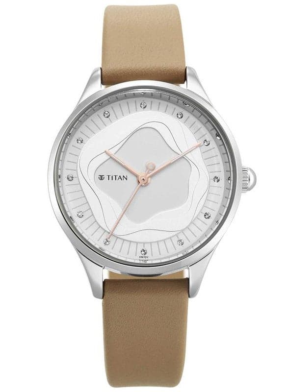 Titan Wander White Dial Leather Strap Watch 2649SL02 - Image 1