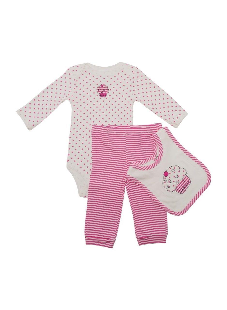 Bambimici Cupcake Pink Baby Bodysuit & Pyjama Hat Set - Image 1