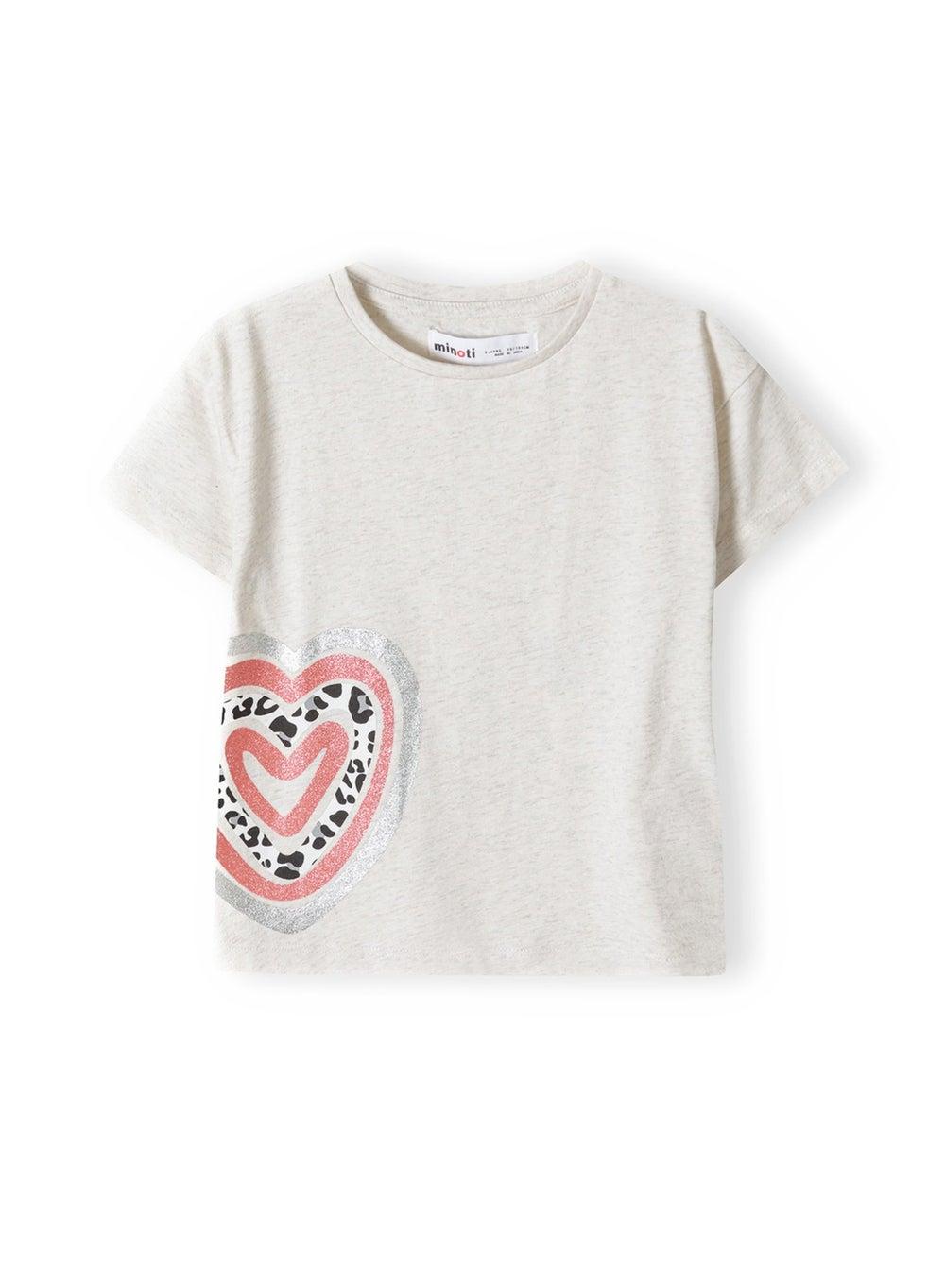 Girls Graphic T-Shirt Short Sleeves Beige - Image 1