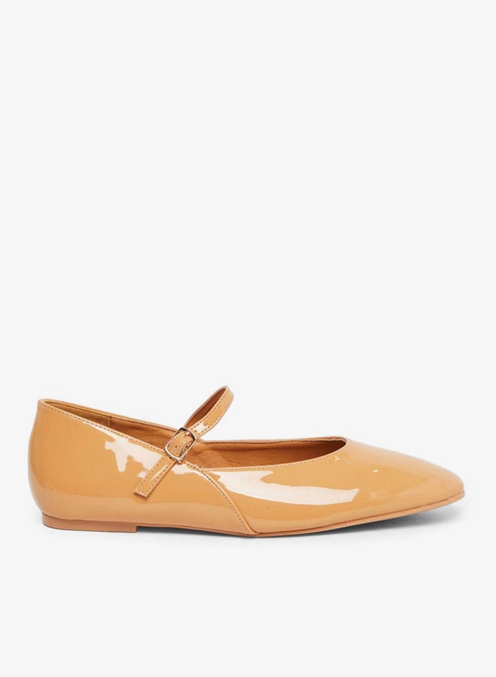 Styli Tan Patent Mary Jane Ballerina Flats - Image 1