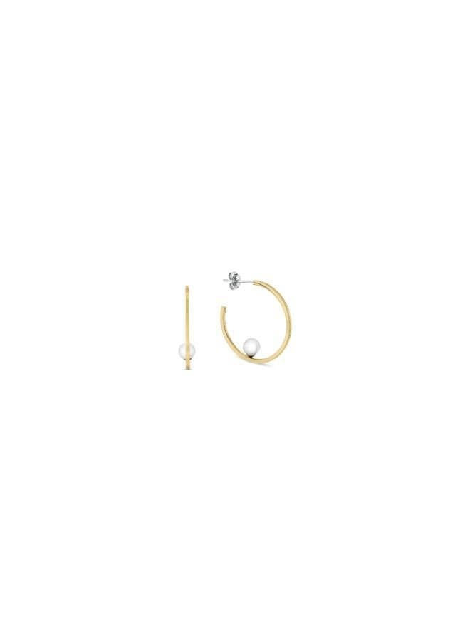 Tommy Hilfiger Pearl Bead Stainless Steel Hoop Earrings - Image 1
