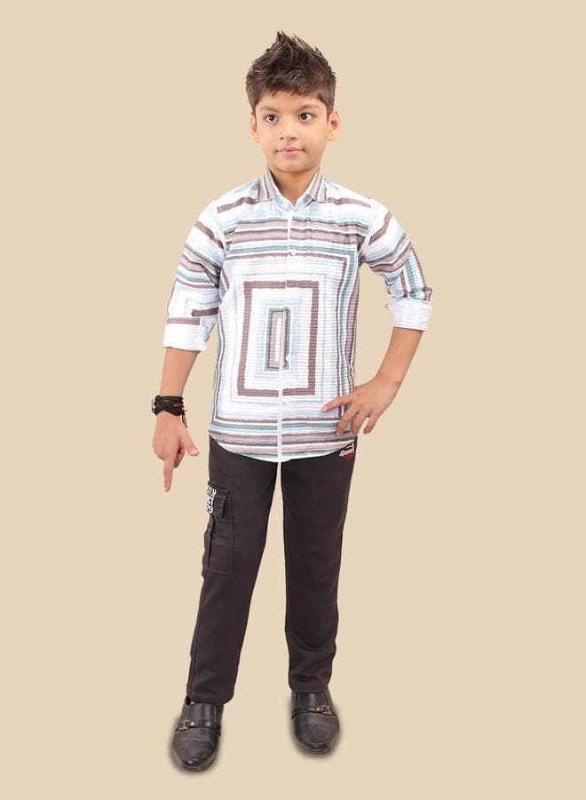 TS Trends Printed Long Sleeve Shirt Pants Set - Image 1