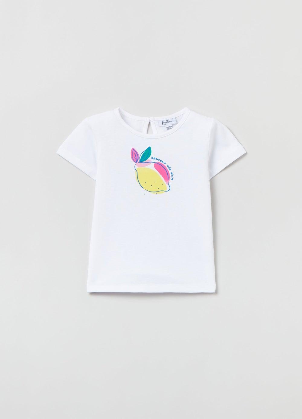 Crew-Neck Glitter Print Baby T-Shirt - Image 1