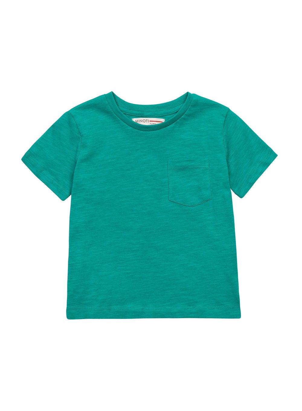 Boys Green Loose Fit T-Shirt with Chest Pocket - Image 1