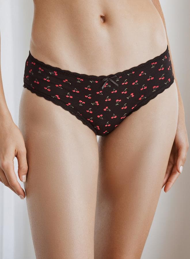 Low-Rise Cherry Print Bikini Panty Briefs - Image 1