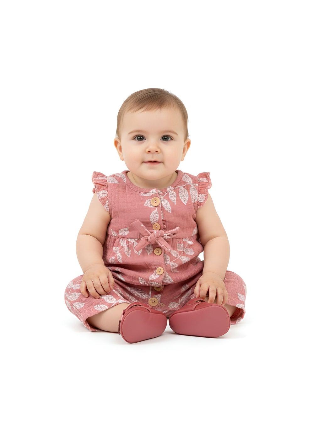 Bambimici Abigail Leaves Print Baby Romper - Image 1
