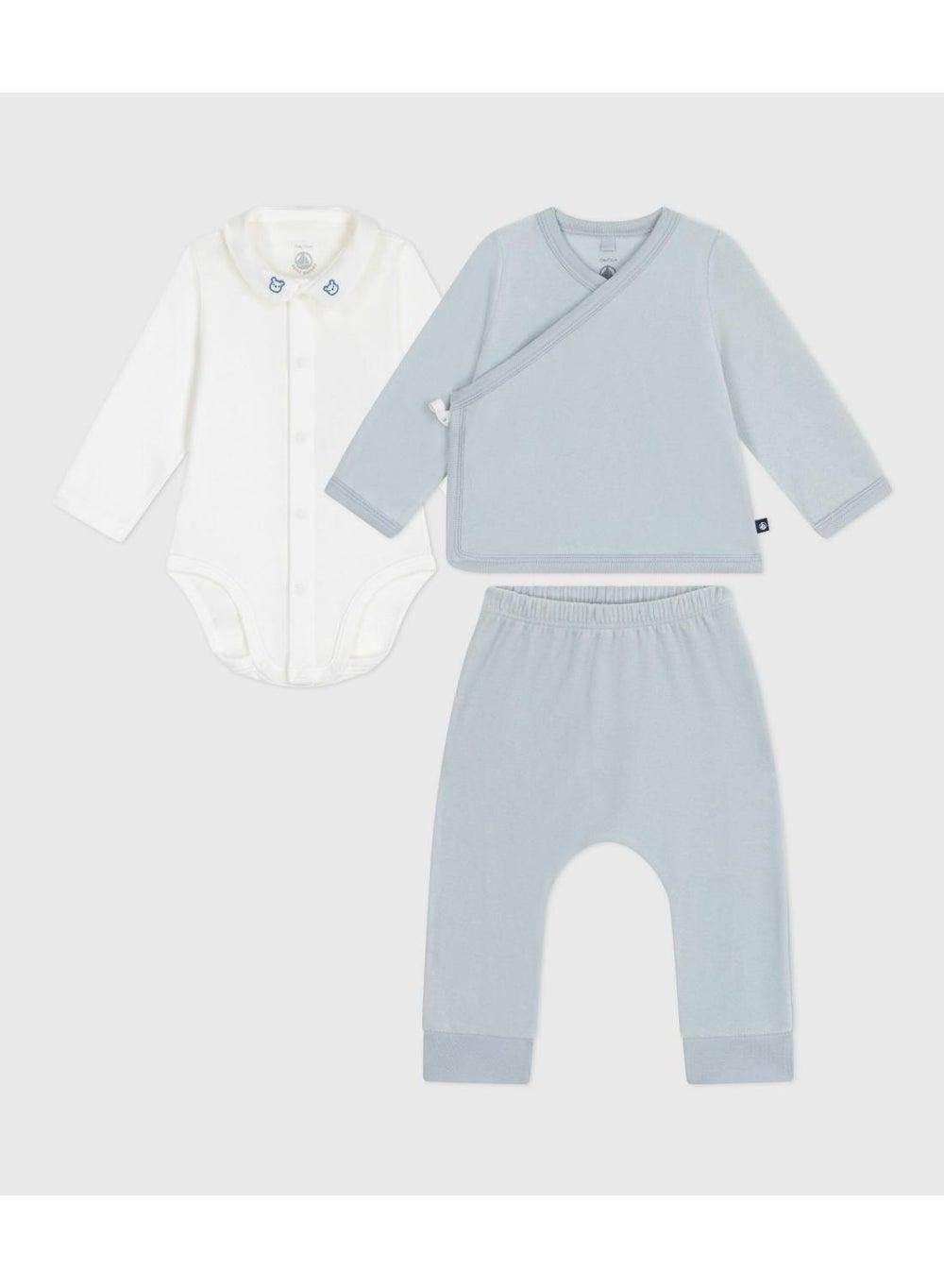 Baby Boys Velour 2-Piece Gift Set Bear Embroidery - Image 1