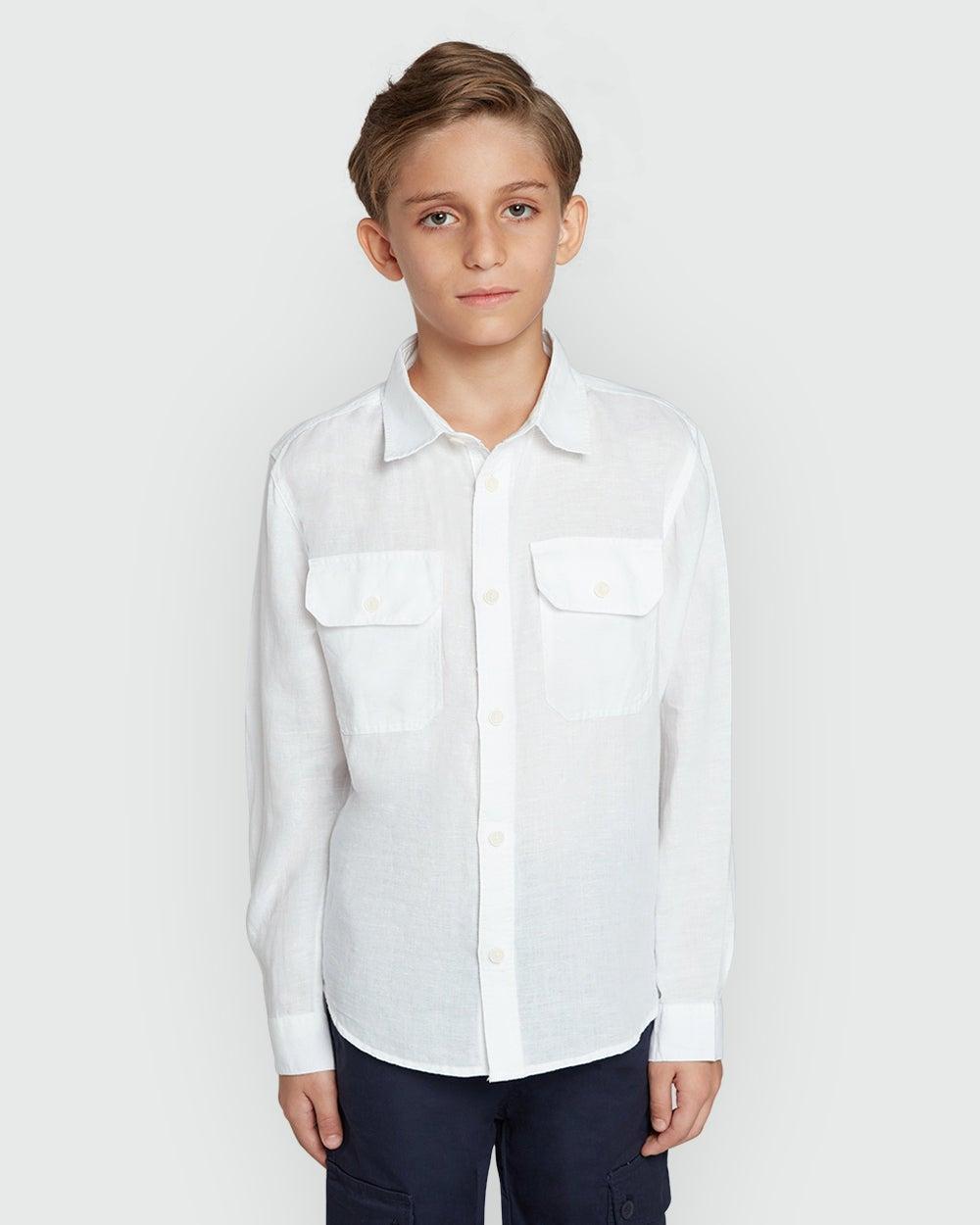Boys Long-Sleeve Snow White Shirt - Image 1