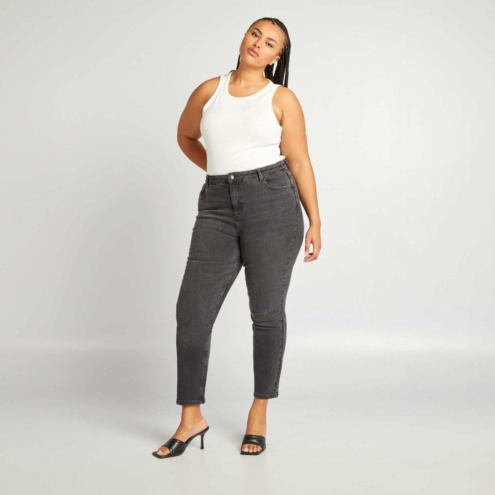 Grey High-Waisted Straight-Cut Women’s Jeans - Image 1