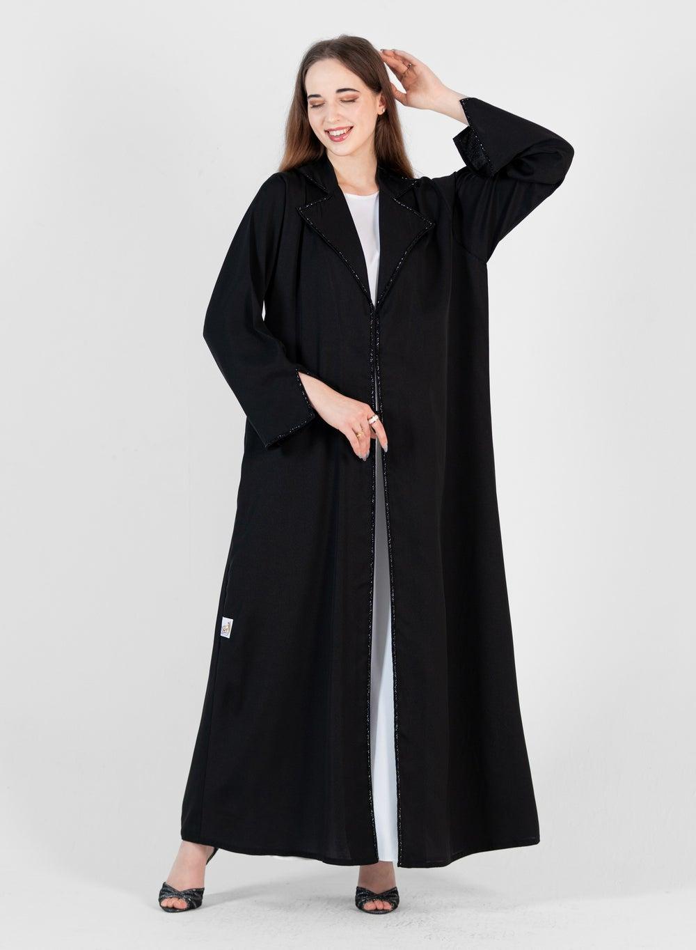 Salona Relaxed Abaya with Black Stone Embroidery - Image 1