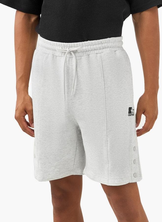 Starter Button Detail Drawstring Shorts with Pockets - Image 1