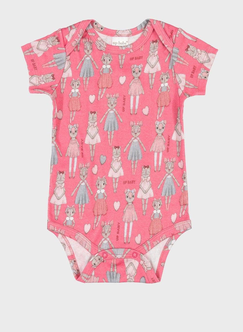 Infant Deer Print Pink Bodysuit - Image 1