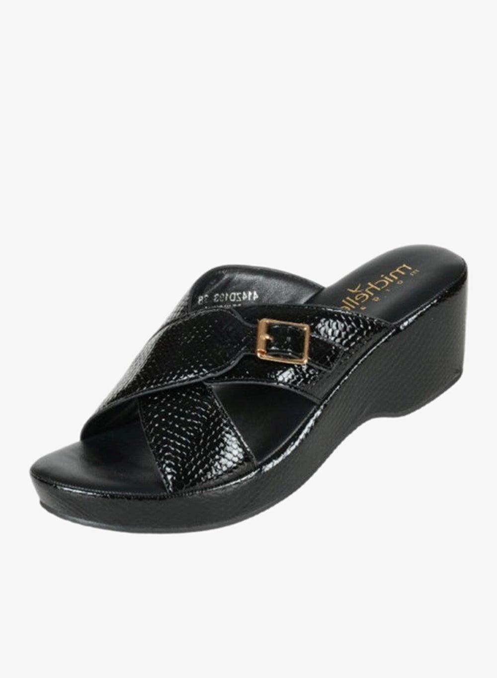 Michelle Morgan 092-2966 Black Wedge Sandals - Image 1