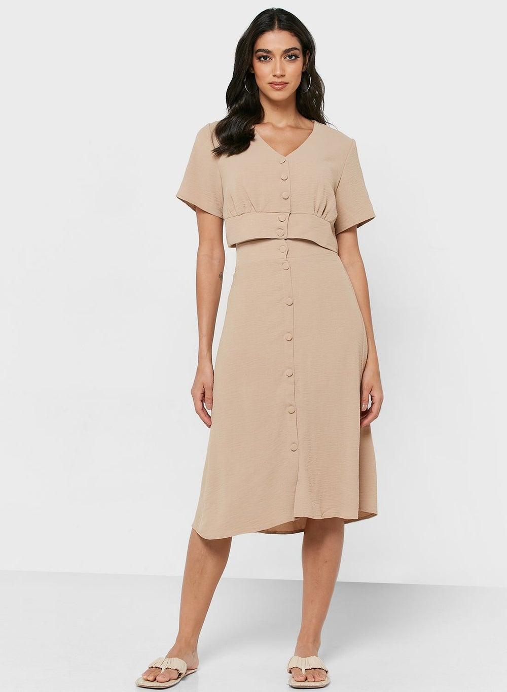 Timeless Solid Skirt Set with Cropped Top - Image 1