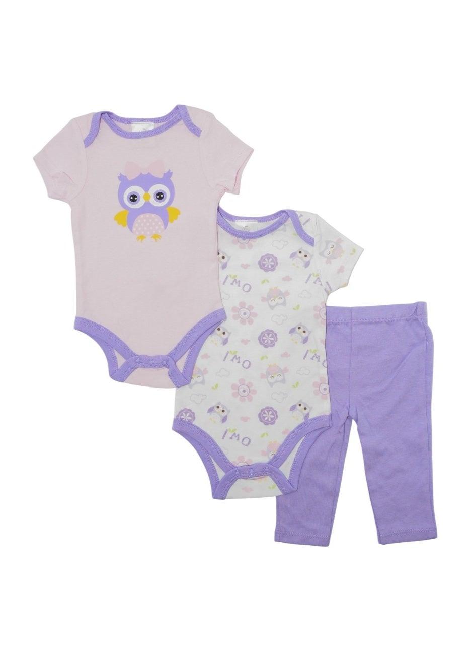 Bambimici Purple Owl 3-Piece Cotton Pyjama Set - Image 1