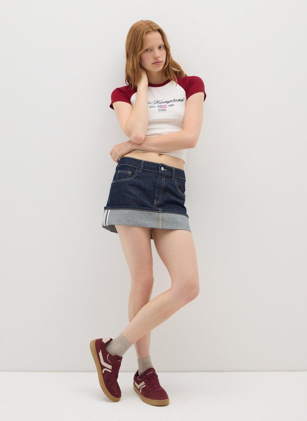 Multicolor Stretch Cotton Fitted Crop T-Shirt - Image 1