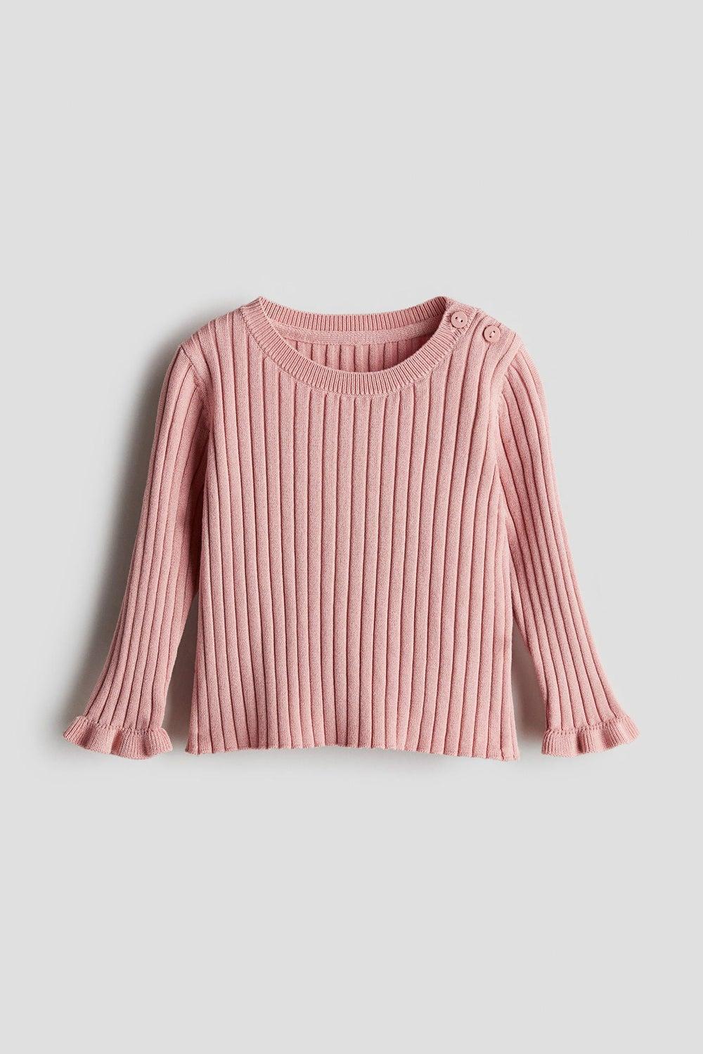 Soft Rib-Knit Jumper with Shoulder Buttons - Image 1
