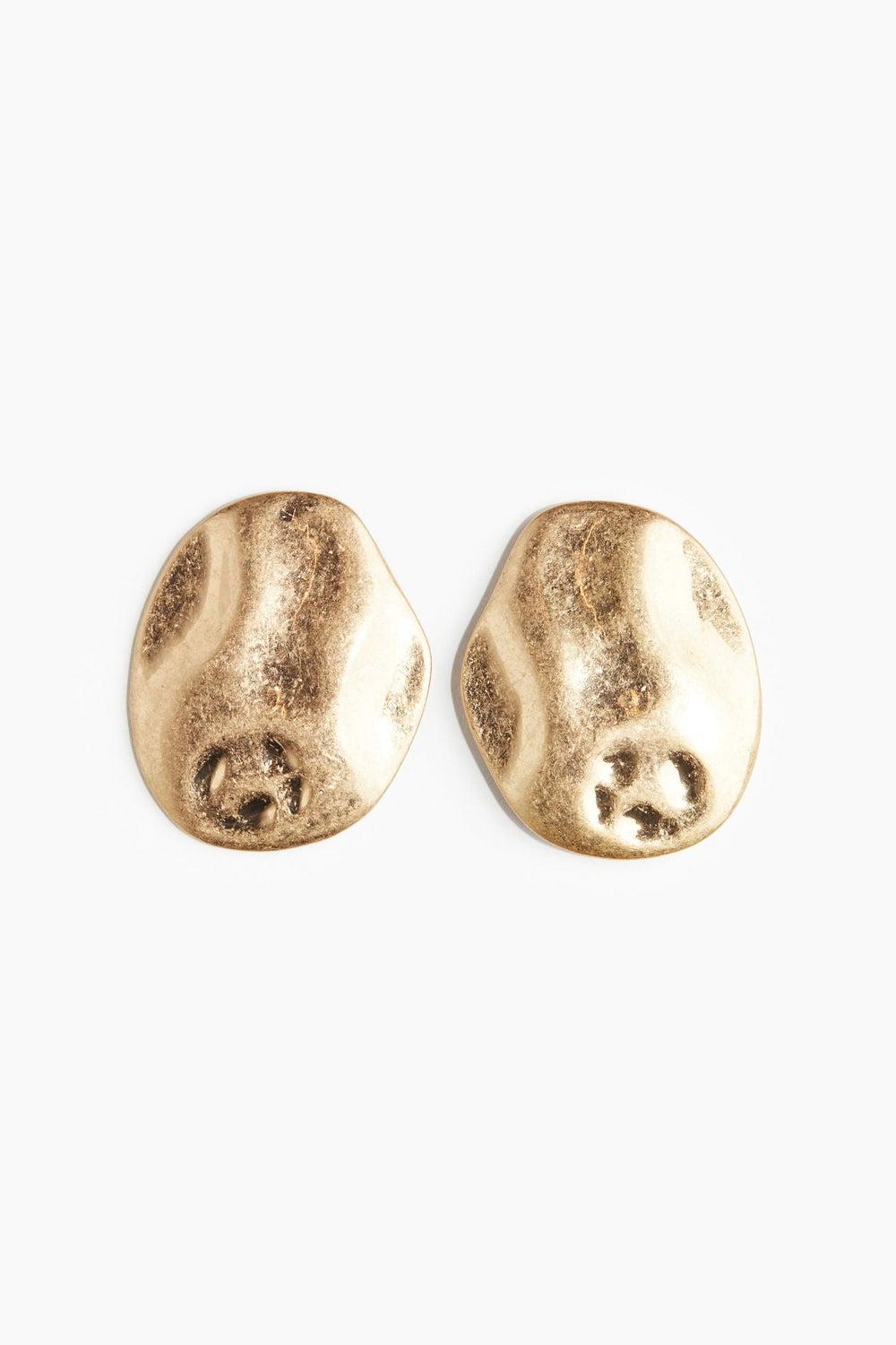 Hammered Asymmetric Metal Stud Earrings - Image 1