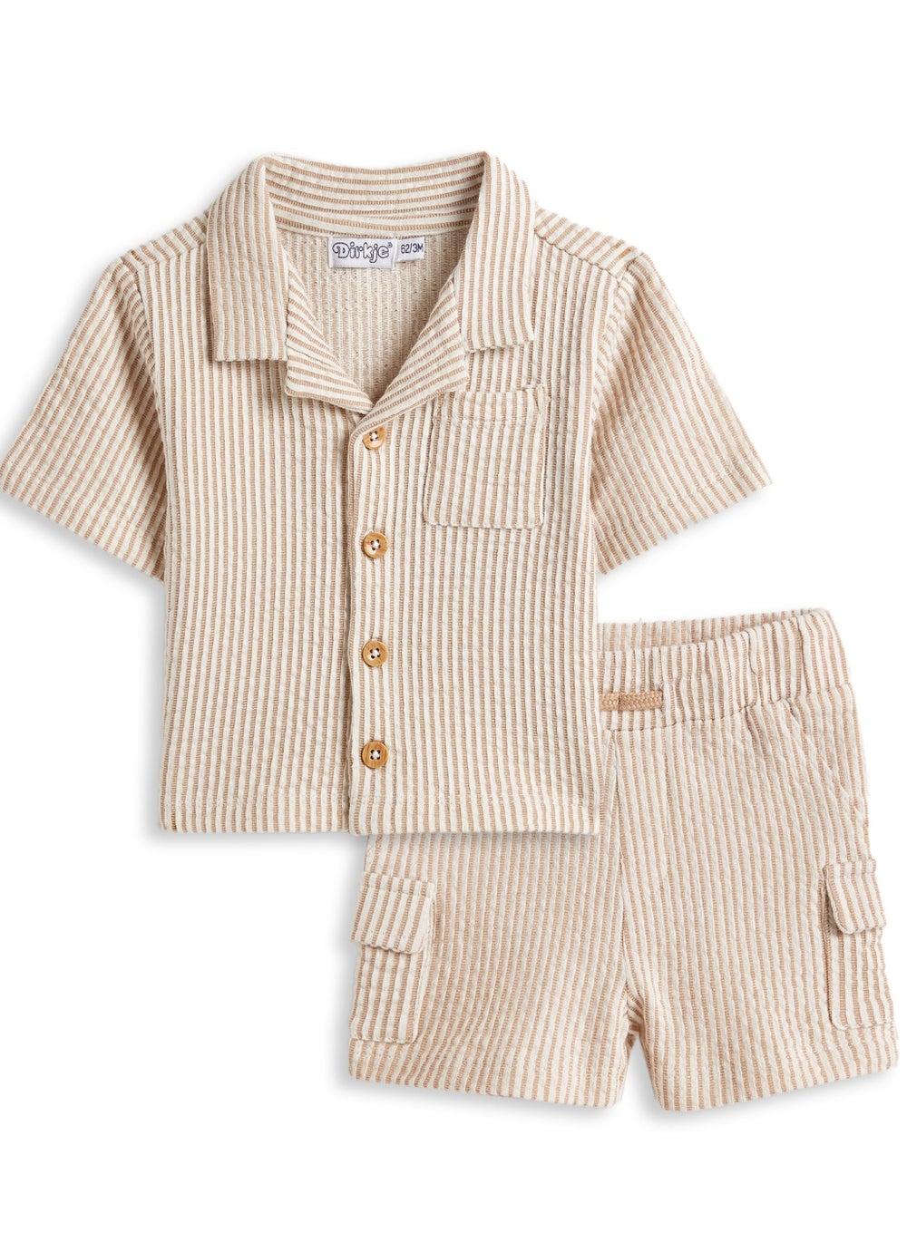 Dirkje Boys 2 pce Set Collar Shirt Cargo Shorts - Image 1