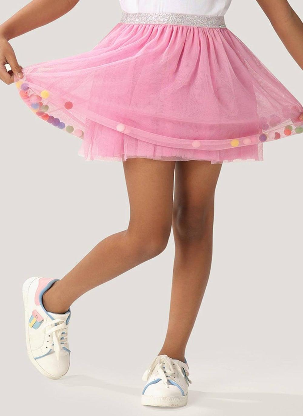 One Friday Kids Girls Pink Netted Skirt - Image 1